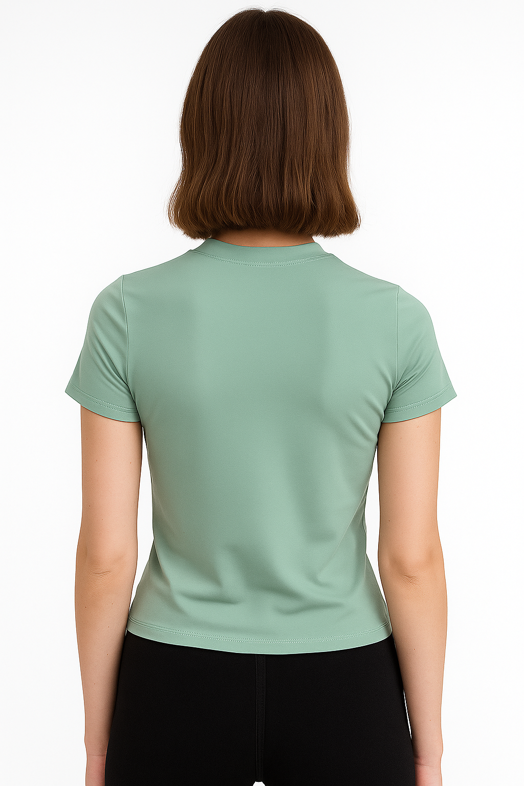 Damski T-shirt z dzianiny o jednolitej powierzchni