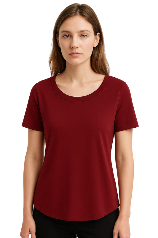 Damski T-shirt z okrągłym dekoltem i krótkim rękawem