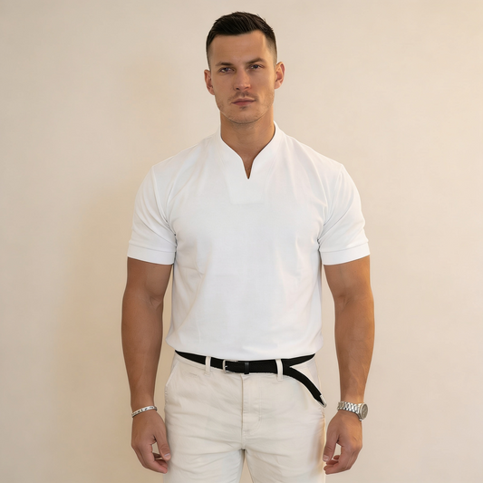 Elegancka koszulka polo ze strukturalnym kołnierzykiem