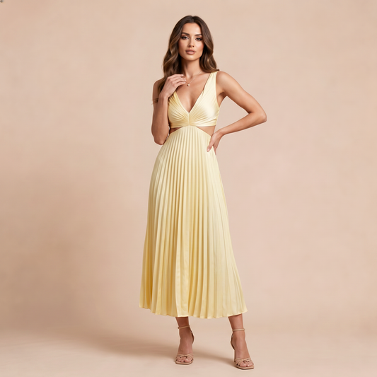 Plisowana sukienka midi elegancka